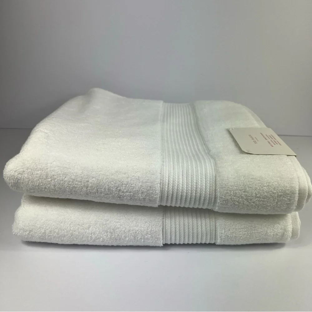 Ted Baker London Bath Towels Set of 2 Spa White Super Plush 100% Cotton NEW